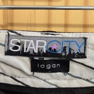 Star City Women's Y2K Pants Size 9 Black White Striped Flare Leg